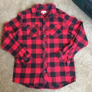 Cherokee S Plaid Flannel Long Sleeves Shirt Butto